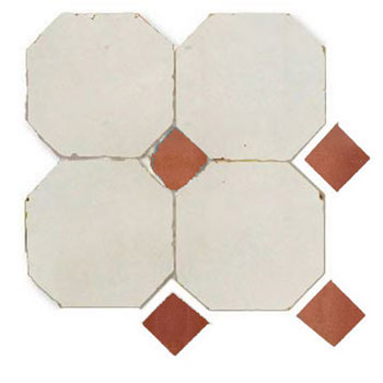 Mosaic House Moroccan tile Kora MJD 1-4 White,   Rust,    solid zellige, mosaic, zellij, field, pattern, glaze, simple, classic, octagonal 